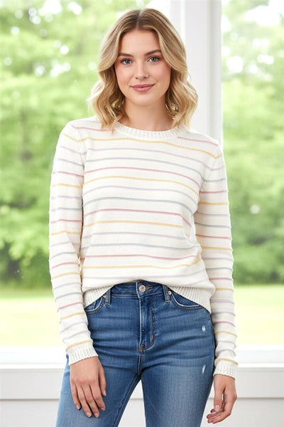 Emerson Cream Multi Stripe Sweater