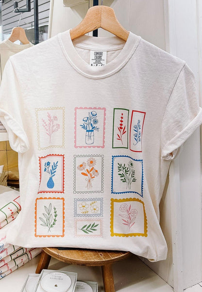 Comfort Colors Whimsical Floral Stamp Tee
