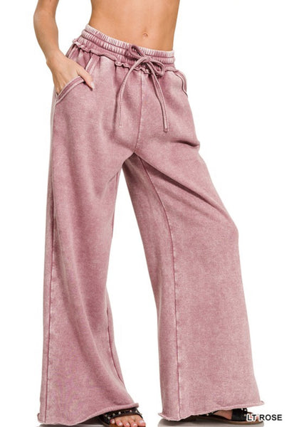 Mineral Wash Full Length Lounge Pant Rose