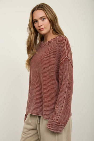 Cuffed Knit Sweater Terracotta