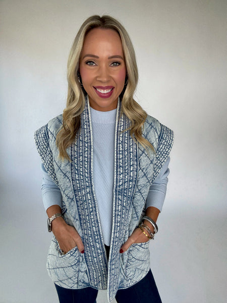 Washed Denim Quilted Vest