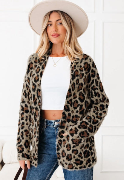 Cristina Leopard Open Front Cardigan