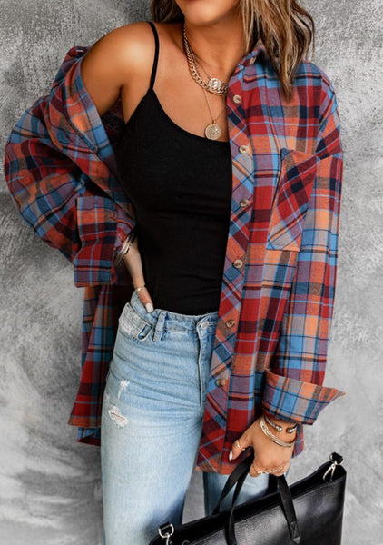 Boston Red Plaid Flannel Button Down