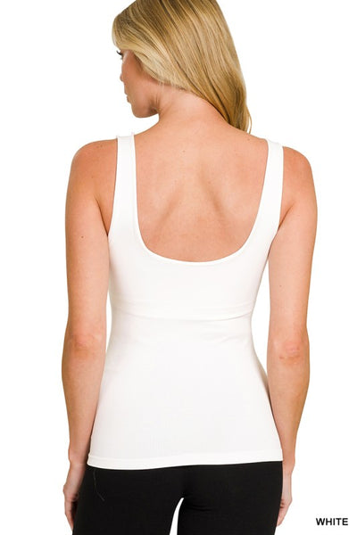 Seamless Built In Bra Tank Black