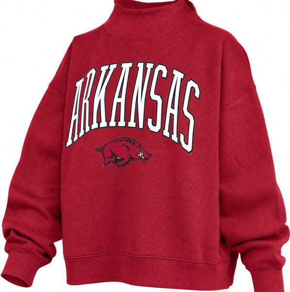 Pressbox Arkansas Razorback Mock Neck Fleece Sweatshirt