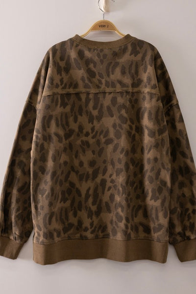 Leopard Cozy Sweatshirt Mocha Mix