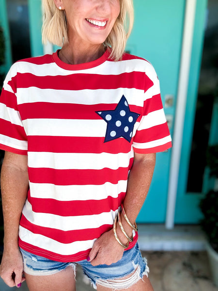 Stripe Star Patch Top