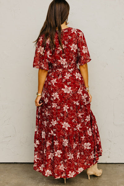 Lauren Wine Floral Maxi Dress