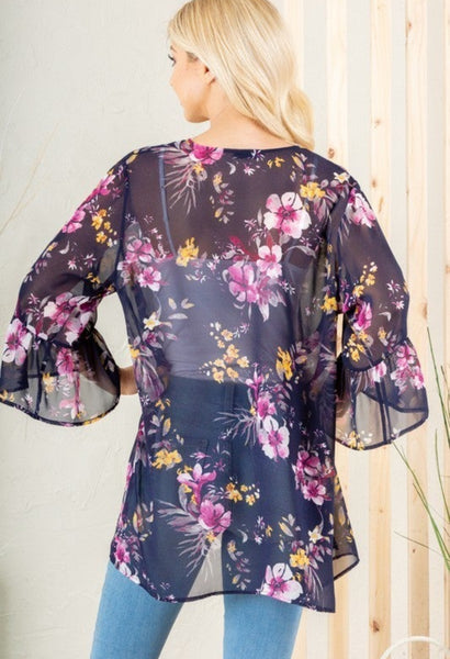 Midnight Blue Floral Cardigan