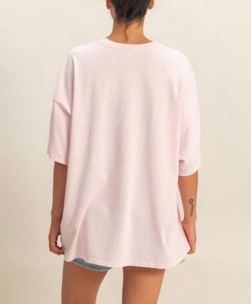 Oversized Mineral Wash Tee Soft Pink