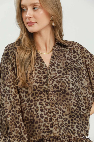 UMGEE Leopard Print Peplum Top