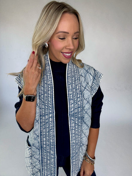 Washed Denim Quilted Vest