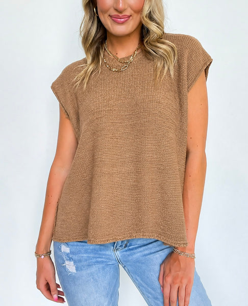 Luxe Crew Neck Layering Sweater Camel