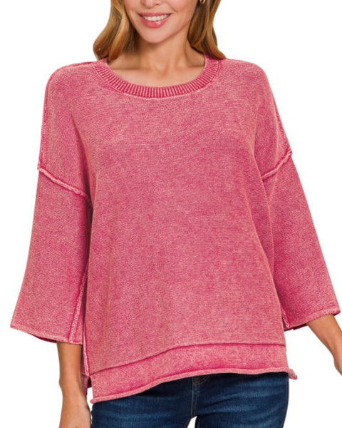 Breezy Knit Top Berry