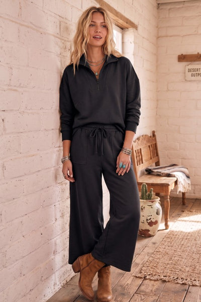 Angie 2PC Half Zip Top & Pant SET Black