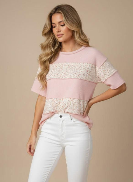 Blush Wildflower Color Block Top