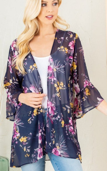 Midnight Blue Floral Cardigan