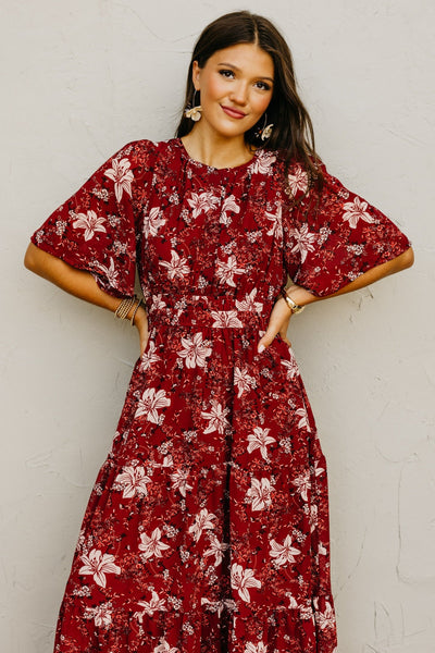 Lauren Wine Floral Maxi Dress