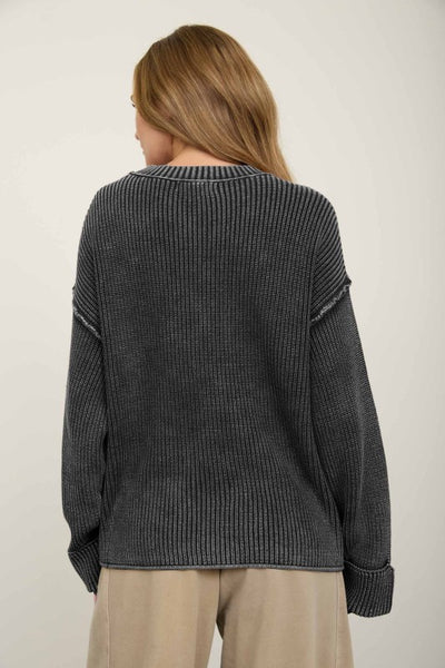 Cuffed Knit Sweater Vintage Black