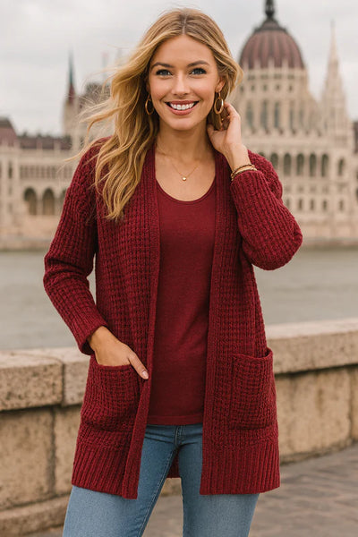 Cooler Days Cardigan Wine Red