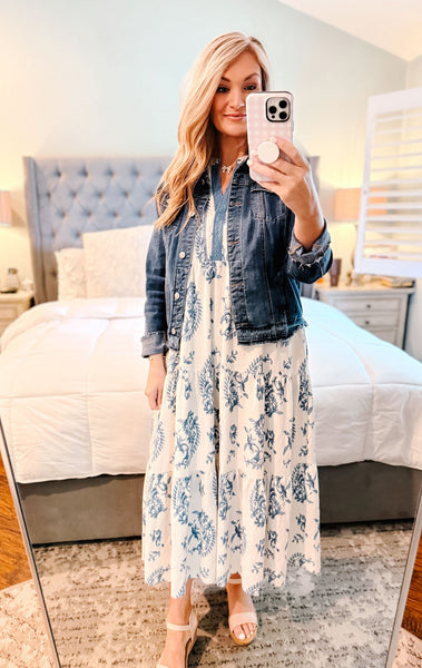UMGEE Charlotte Paisley Midi Dress Blue Mix