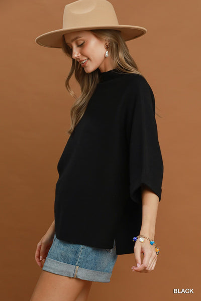 UMGEE Mock Neck Sweater Top Black
