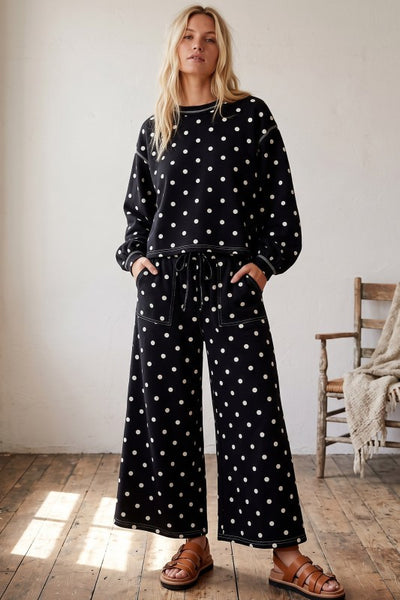 Polka Dot Scuba 2PC Lounge SET Black