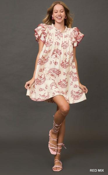 UMGEE Paris Paisley Tiered Dress Red Mix