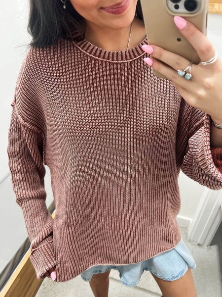 Cuffed Knit Sweater Terracotta