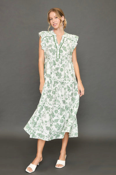 UMGEE Floral Midi Dress Sea Green
