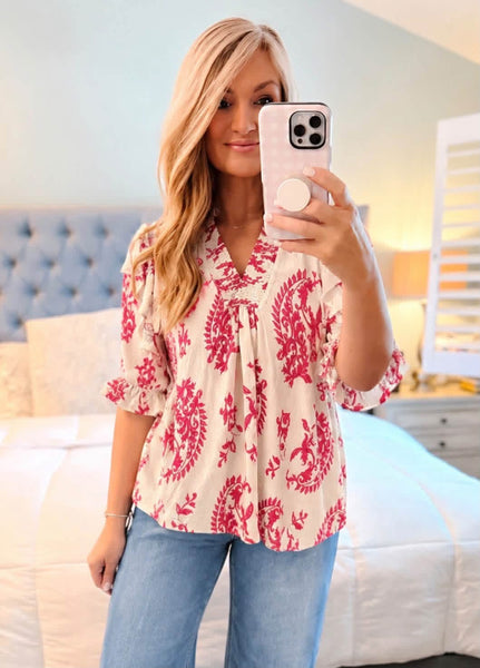 UMGEE Paris Paisley Top Red Mix