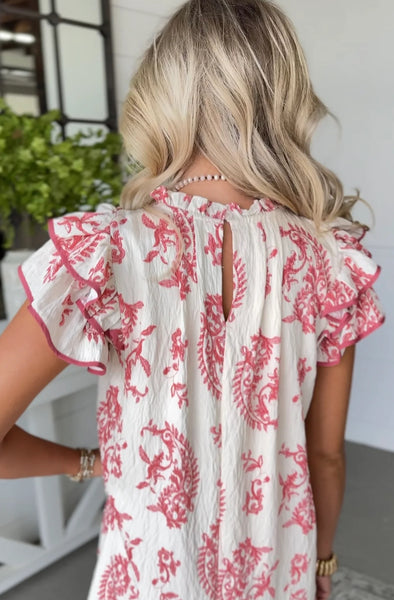 UMGEE Paris Paisley Tiered Dress Red Mix