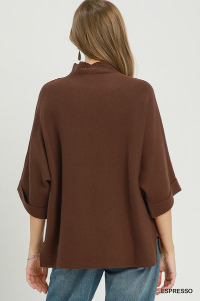 UMGEE Mock Neck Sweater Top Espresso