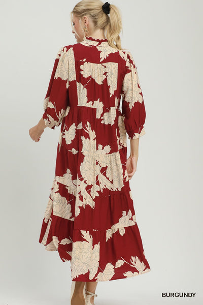 UMGEE Hampton Floral Dress Burgundy Mix