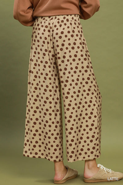 UMGEE Polka Dot Wide Leg Pant Latte