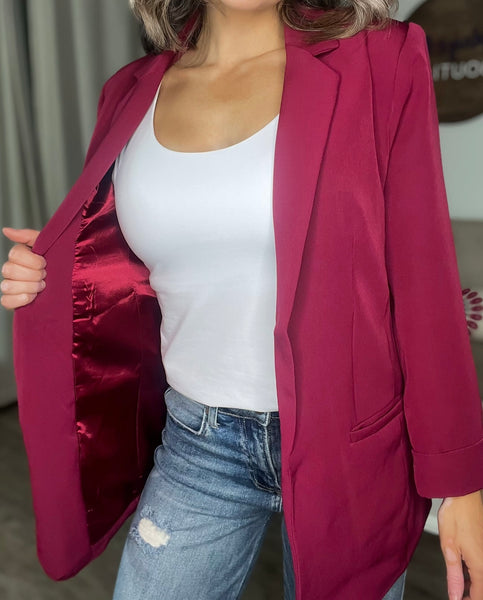 Classic Blazer Wine Red