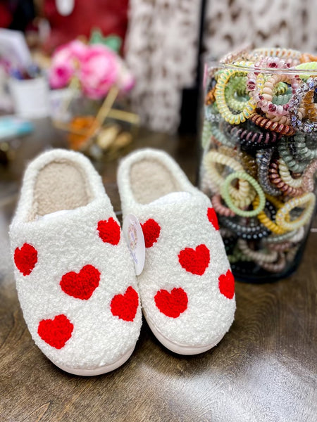 Valentine Plush Heart Slippers