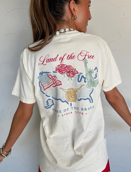 Comfort Colors Land Of The Free Watercolor Tee