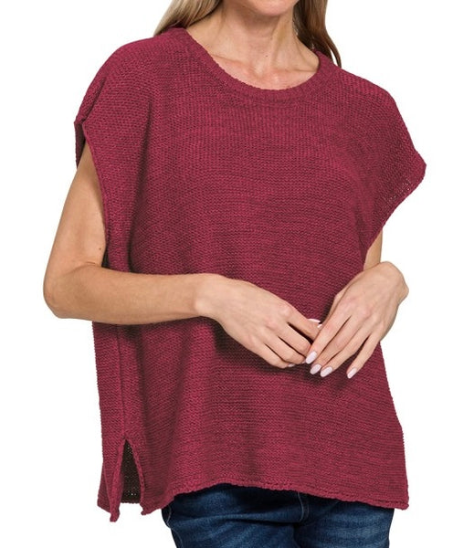 Luxe Crew Neck Layering Sweater Wine Red