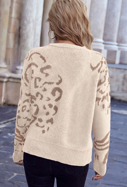 Sutton Beige Animal Print Sweater