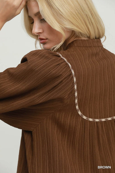 UMGEE Cocoa Contrast Trim Top