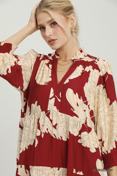 UMGEE Hampton Floral Dress Burgundy Mix