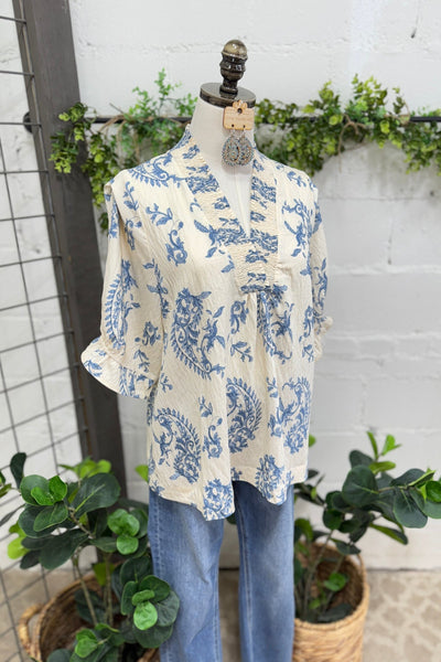 UMGEE Paris Paisley Top Blue Mix