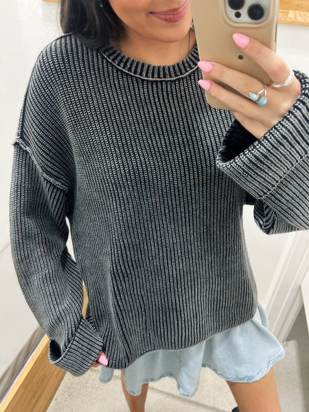 Cuffed Knit Sweater Vintage Black
