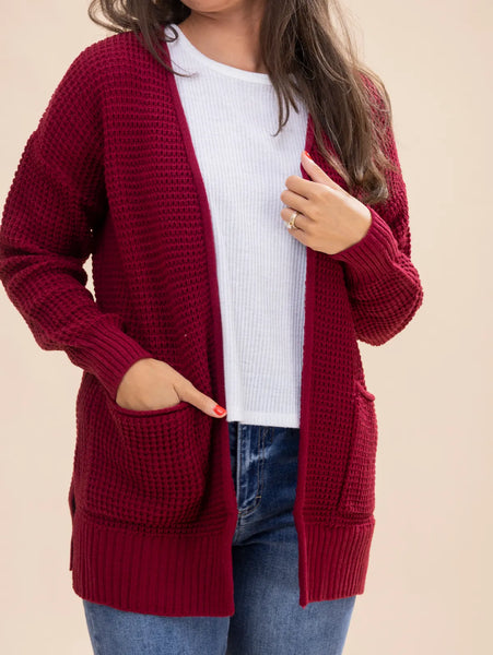 Cooler Days Cardigan Wine Red