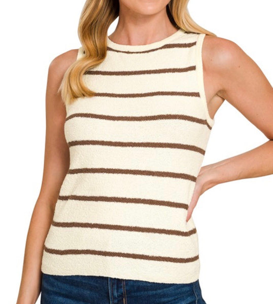 Stripe Sweater Tank Mocha