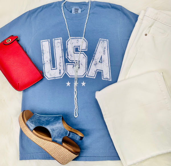 Comfort Colors USA Star Tee Denim Blue
