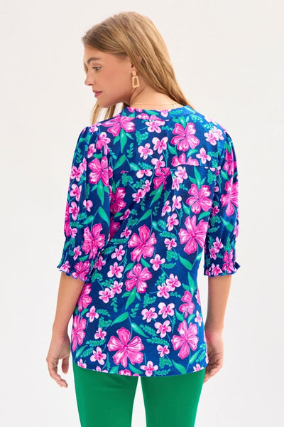 Lizzy Smocked Sleeve Beach Breeze Top