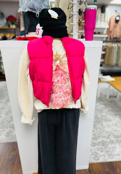 Cream Pink Christmas Tree Sweatshirt