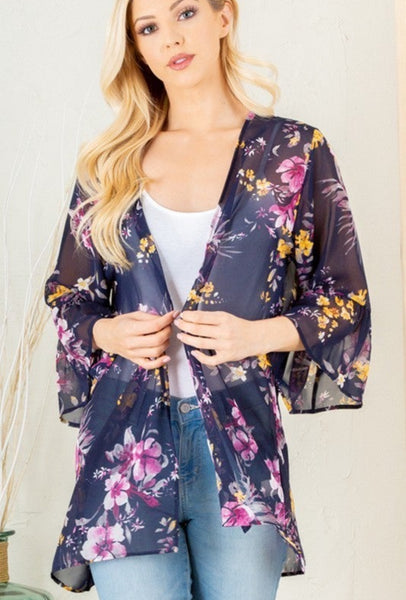 Midnight Blue Floral Cardigan
